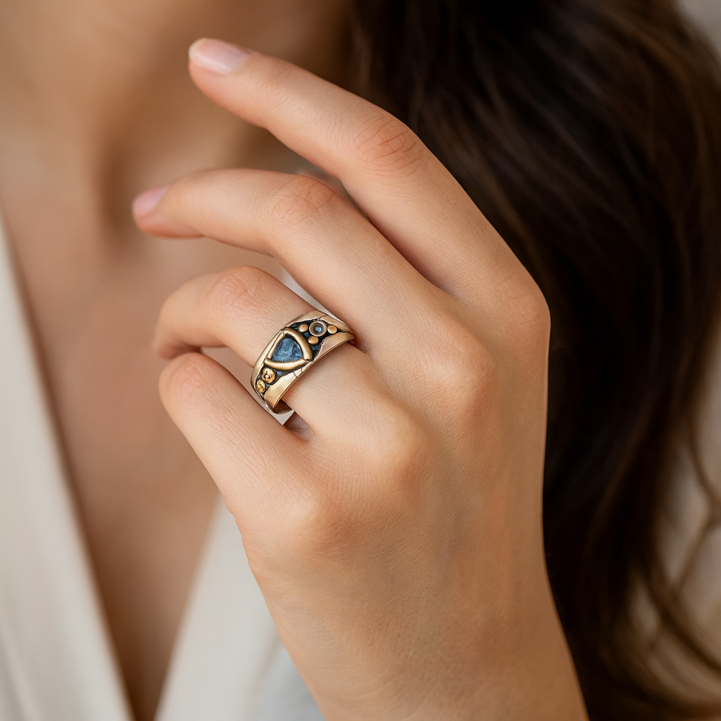 Leona - Vintage Kék Kristály Gyűrű