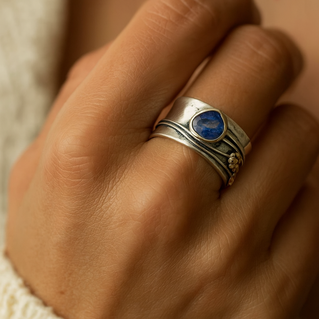 Gertruda - Meditációs gyűrű cseh drágakőből