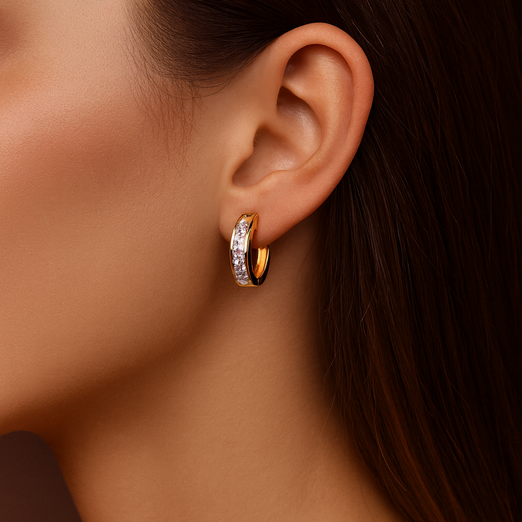 Pavlína - Elegáns arany fülbevalók és kristály