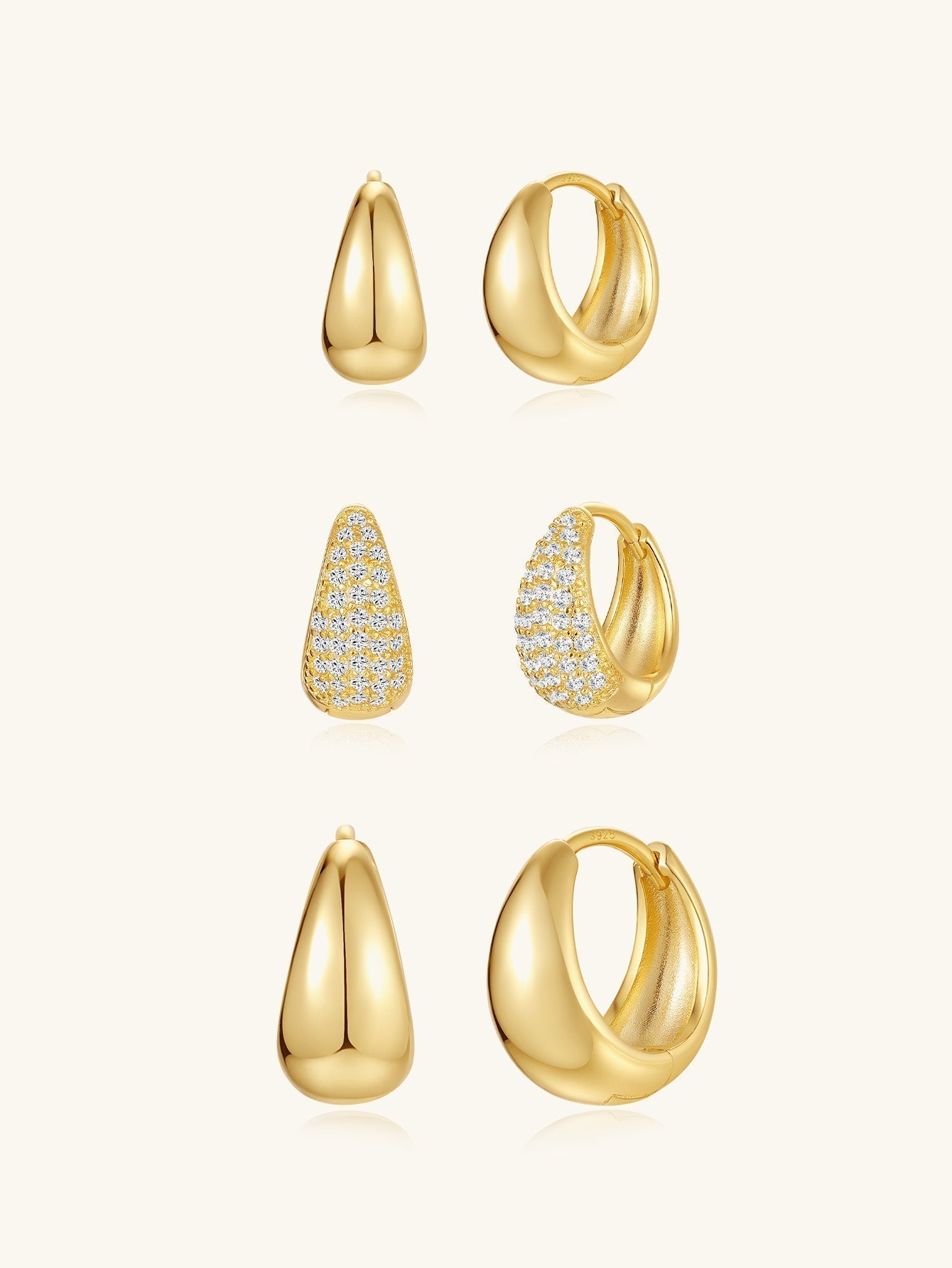 Rosalie – Arany színű, lágy fülbevalók ívelt szerkezettel.