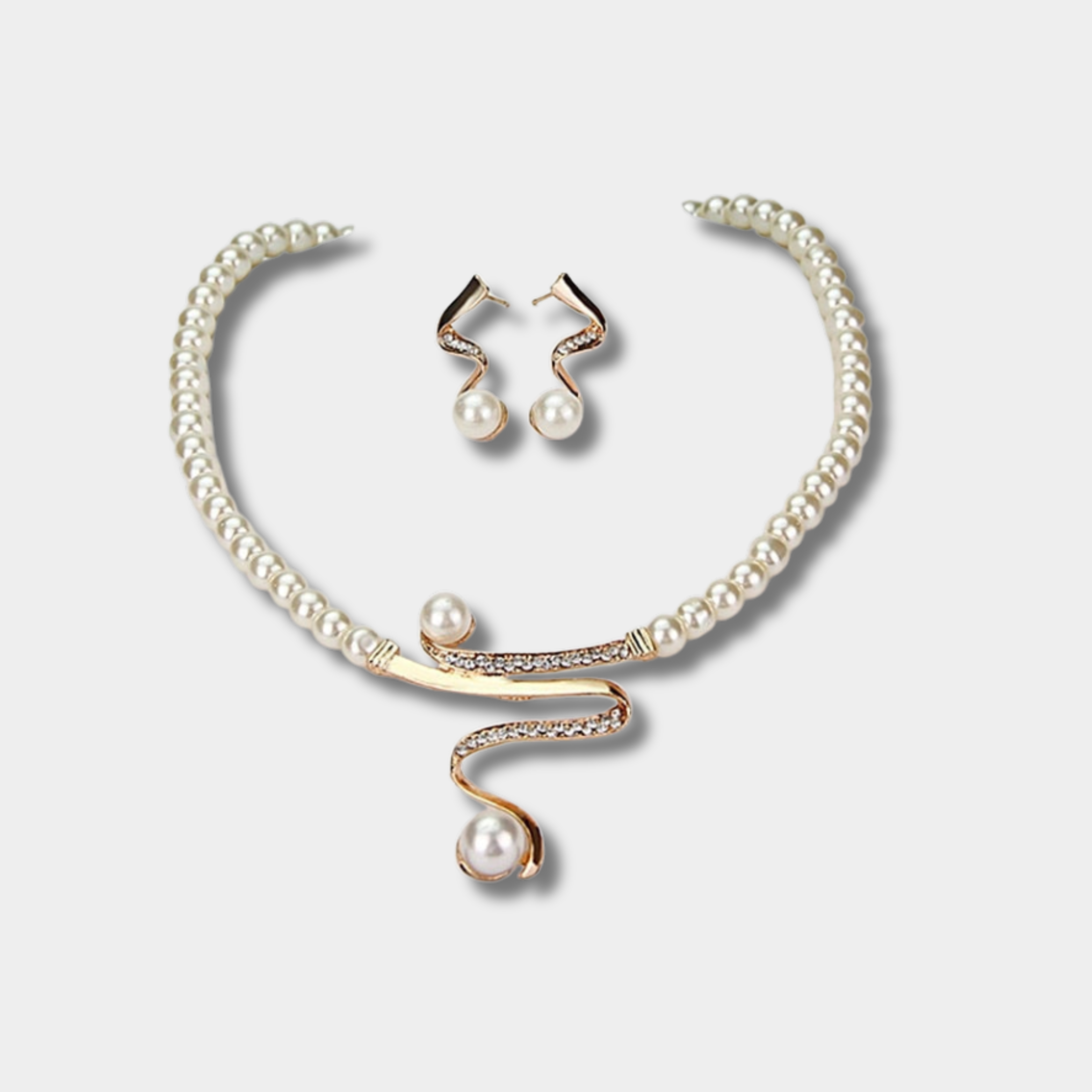 Fabienne - Gyöngy nyaklánc + fülbevaló szett