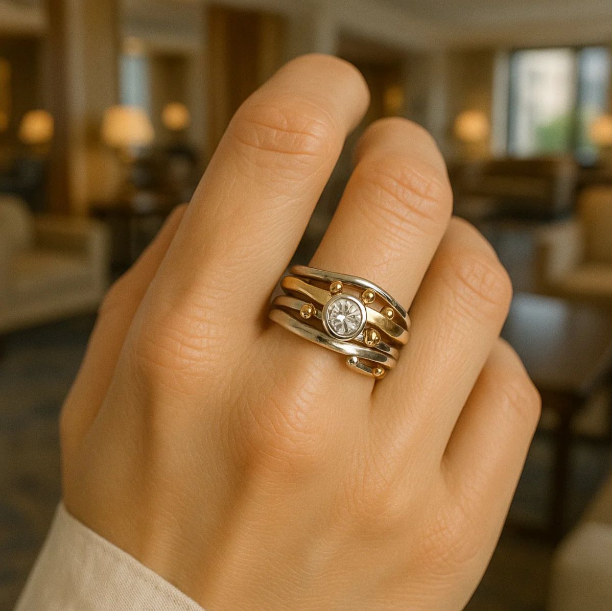 Štěpánka - Vintage arany gyűrű beépített cirkónia