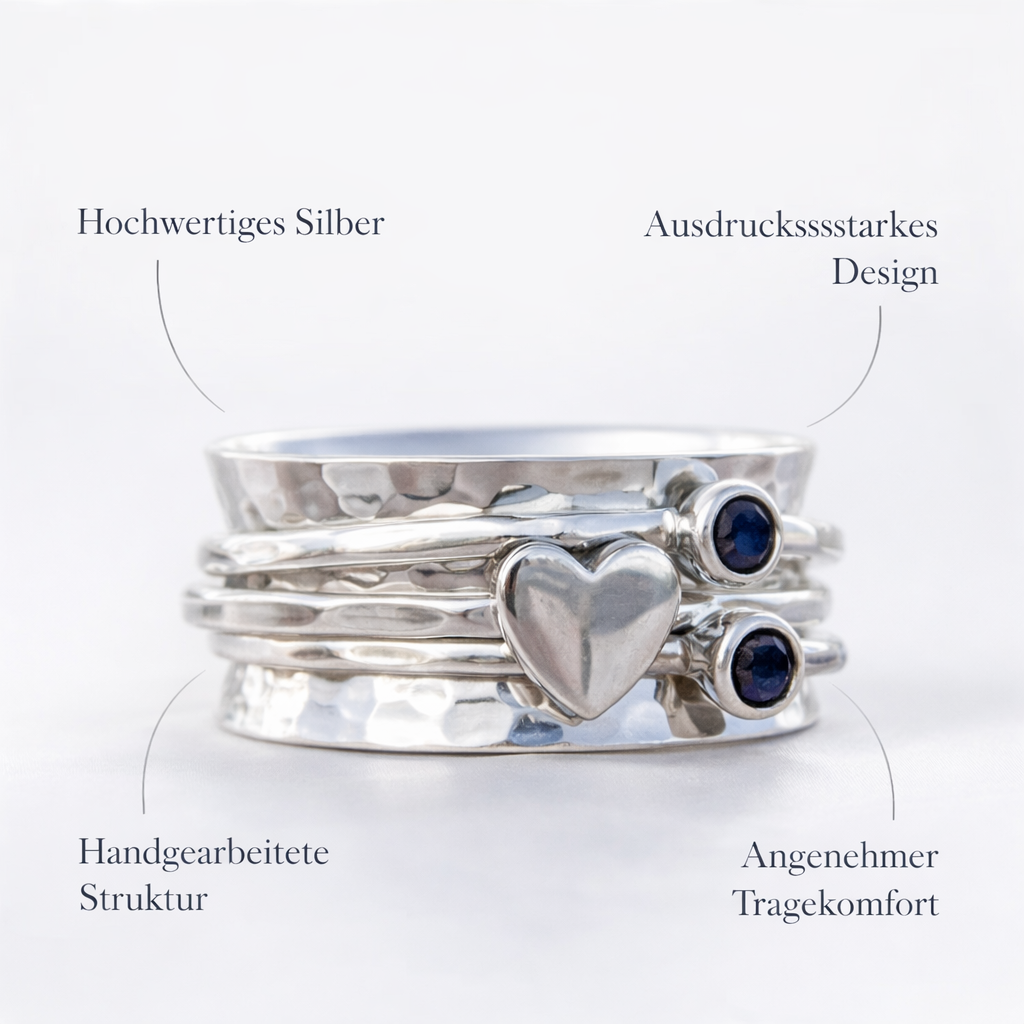 Elegáns Forgó Szív Ezüst Gyűrű