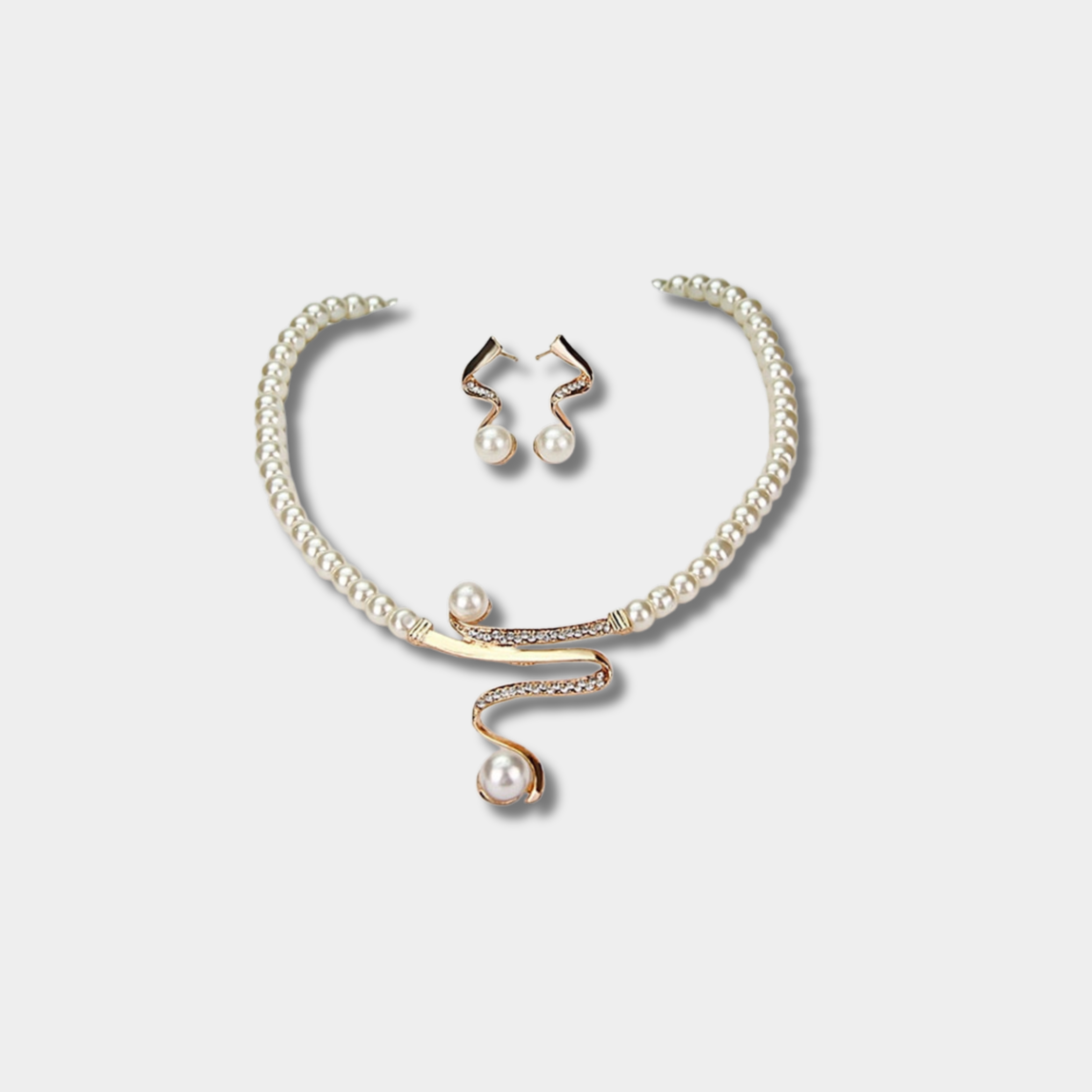 Susanna - Természetes gyöngy nyaklánc + fülbevaló szett