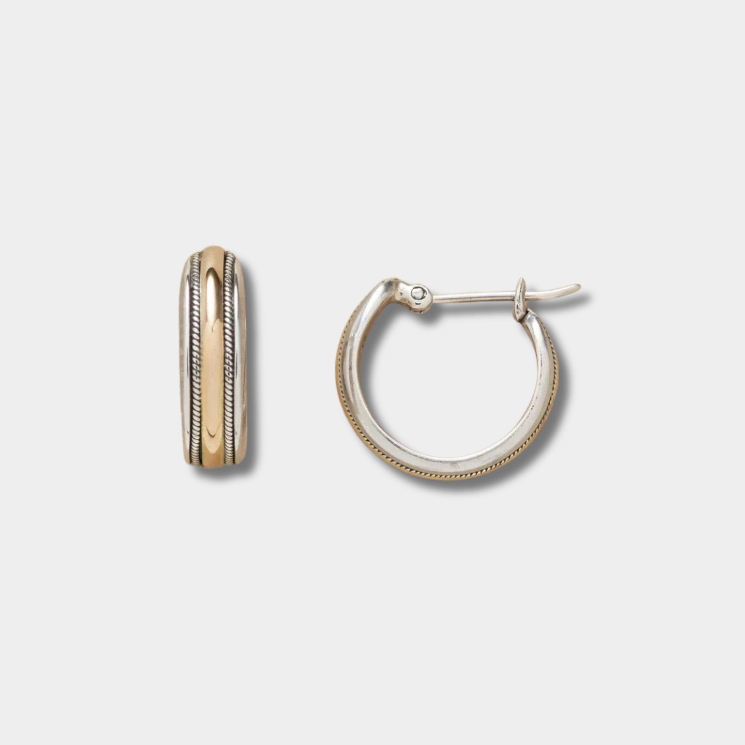 Mia - Vintage Aranycsíkkal Díszített Ezüst Fülbevalók