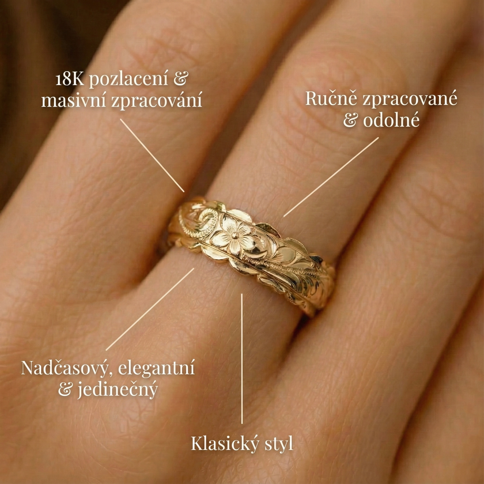 Mila - Arany virággyűrű, amely az ókor ihlette